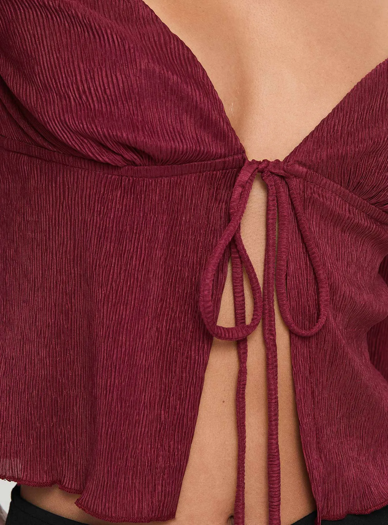 Chantria Long Sleeve Halter Top Burgundy sold by Princess Polly product image thumbnail 5