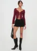 Chantria Long Sleeve Halter Top Burgundy sold by Princess Polly