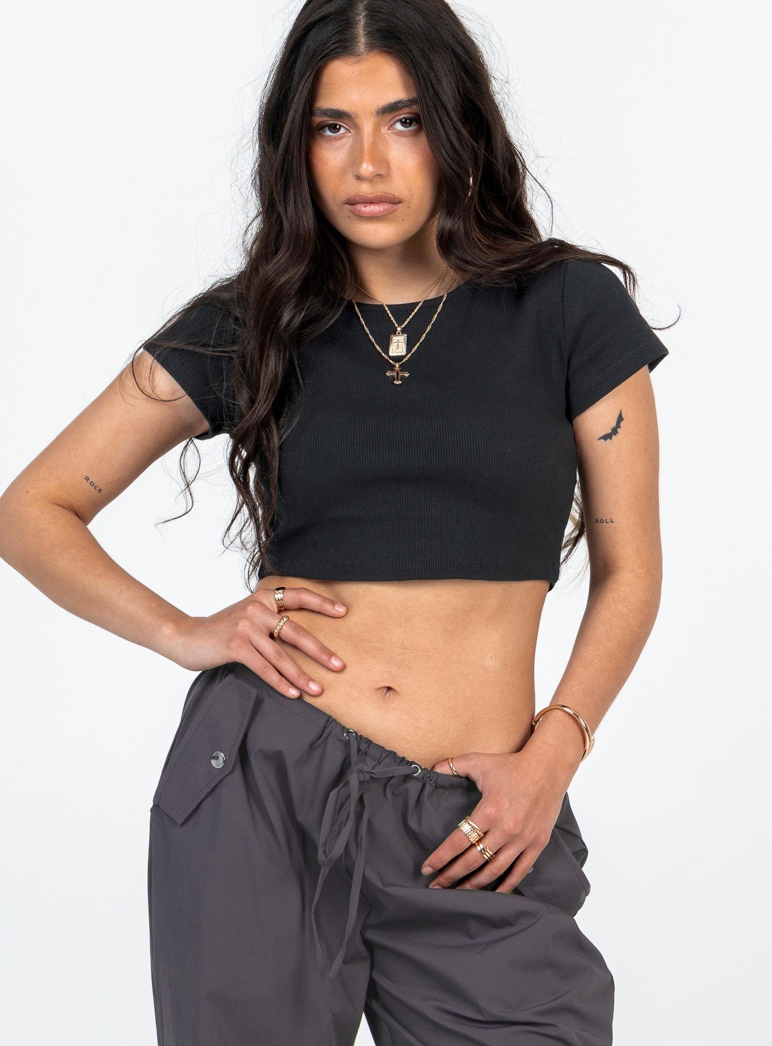 Classic Crop Tee Black Petite sold by Princess Polly product image thumbnail 2