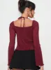 Chantria Long Sleeve Halter Top Burgundy sold by Princess Polly