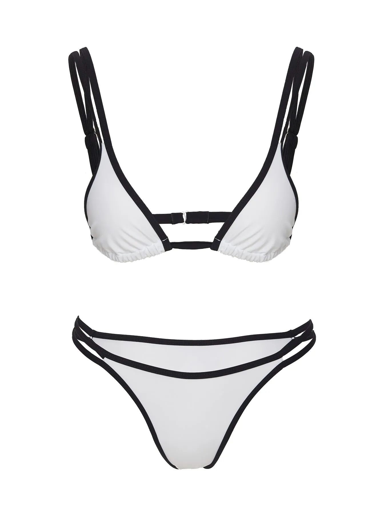 Hailey High Cut Cheeky Bikini Bottoms White / Black sold by Princess Polly product image thumbnail 5