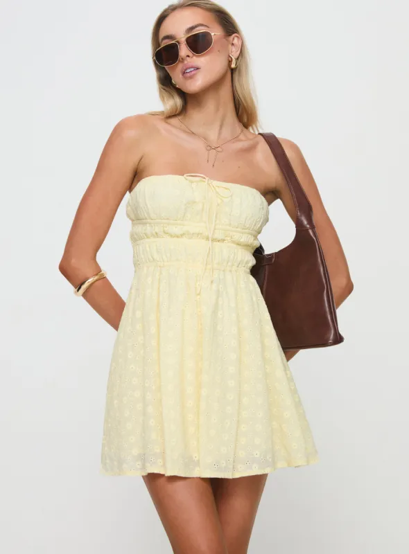 Nnarlia Mini Dress Lemon sold by Princess Polly