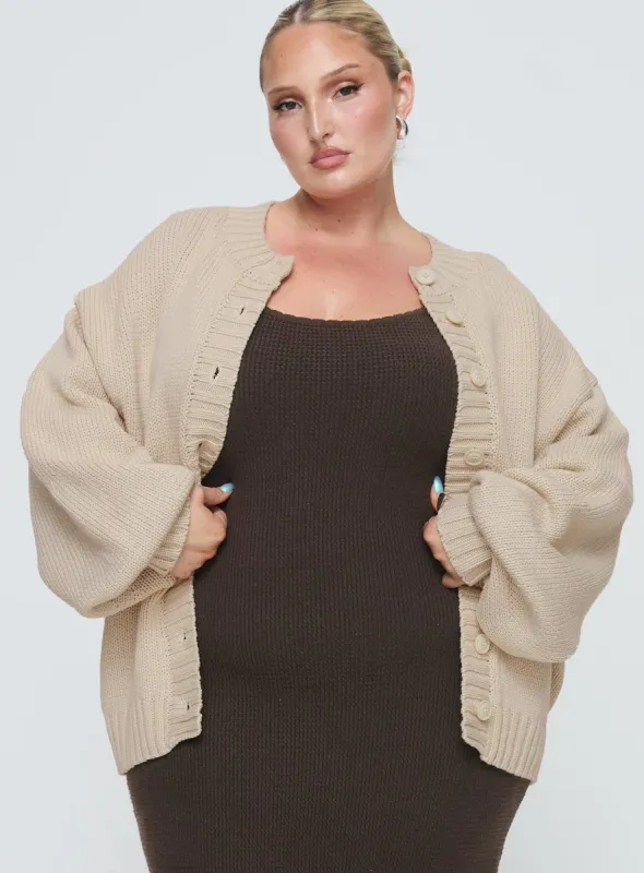 Edern Cardigan Cream Curve sold by Princess Polly