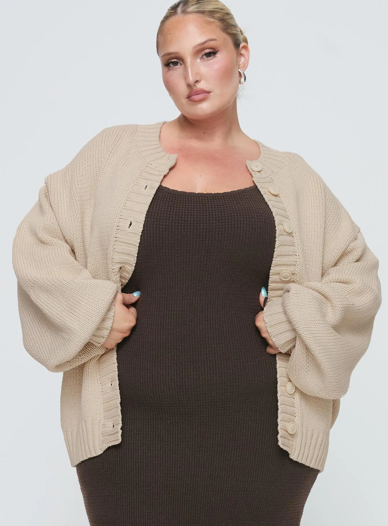Edern Cardigan Cream Curve sold by Princess Polly