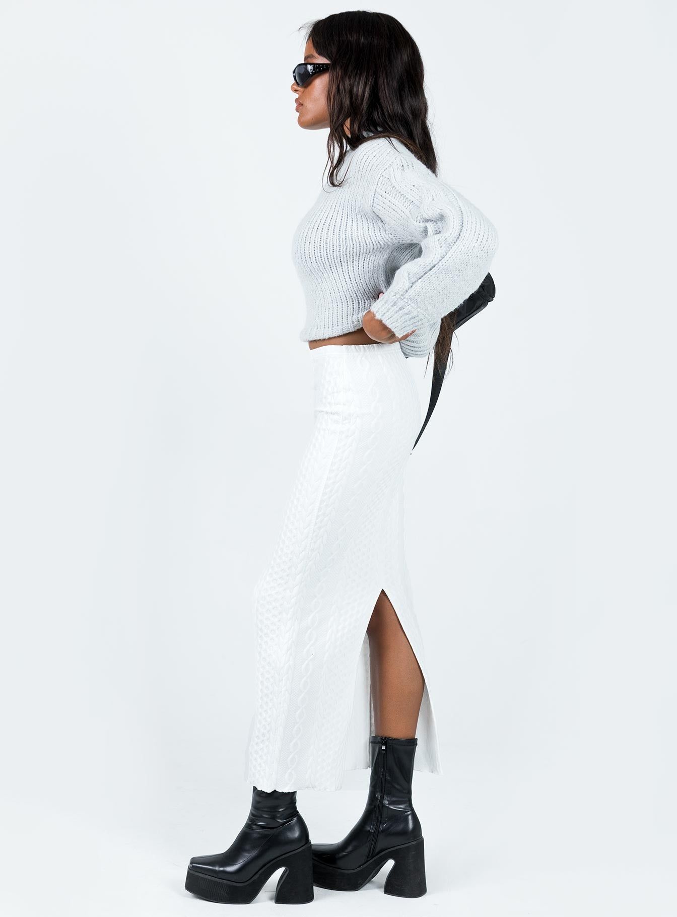 Abercairn Knit Maxi Skirt White sold by Princess Polly product image thumbnail 4