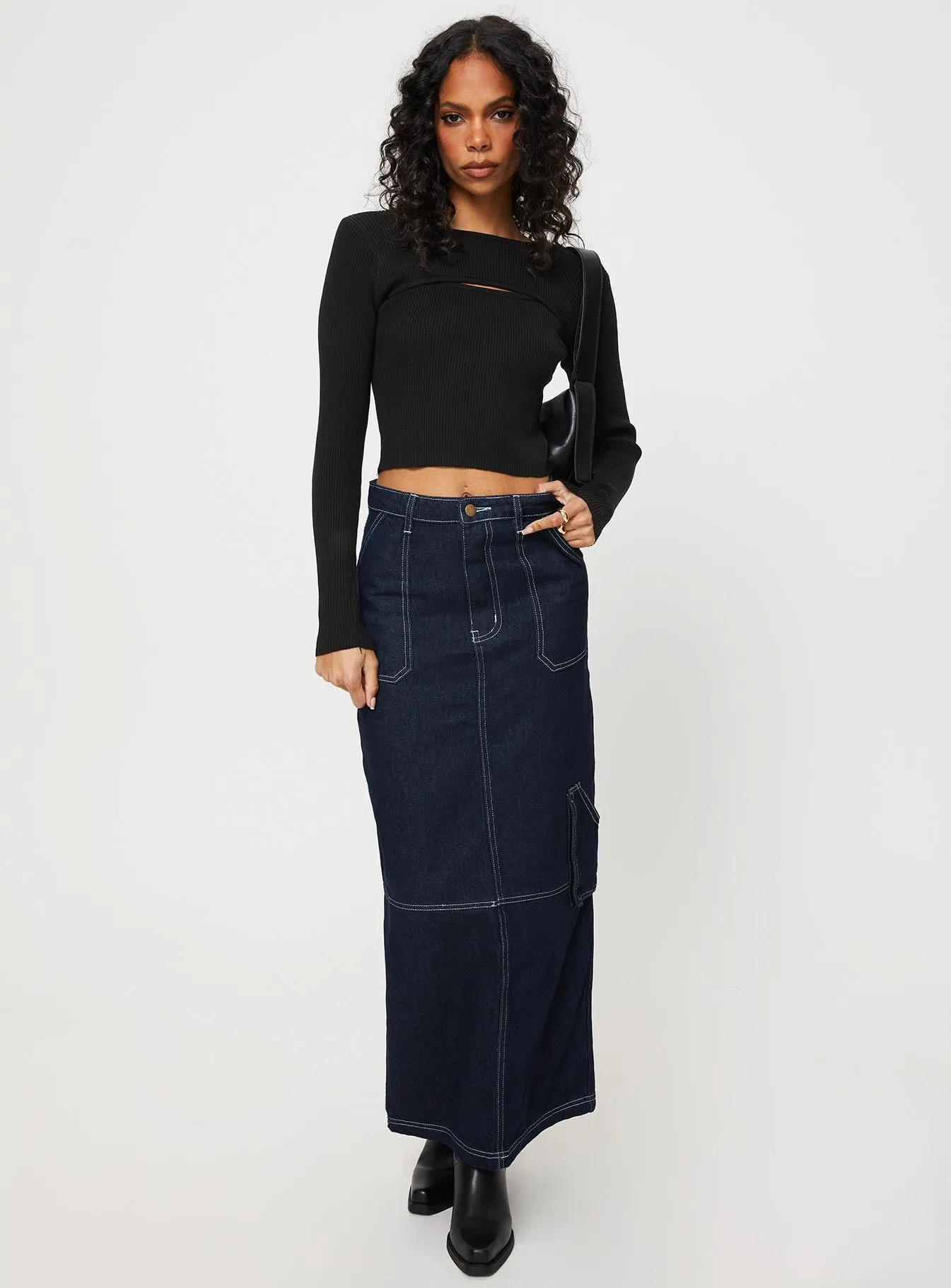 Vine Maxi Skirt Blue sold by Princess Polly