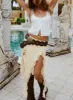 Unconditional Ruffle Midi Skirt Cream sold by Princess Polly