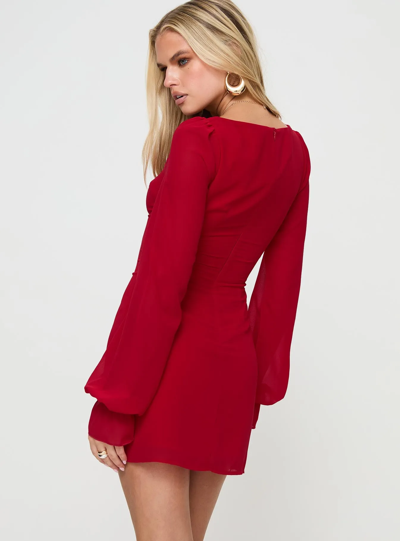 Bayford Long Sleeve Mini Dress Red sold by Princess Polly product image thumbnail 5
