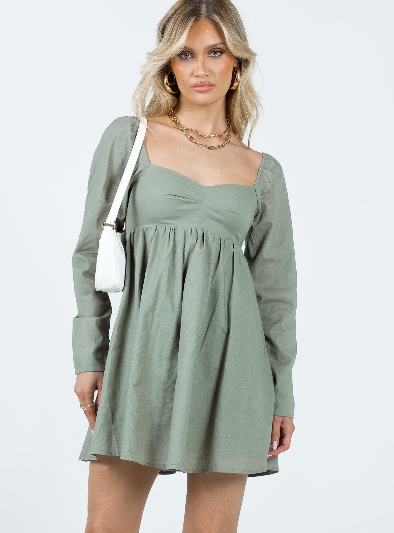 Vikki Mini Dress Sage sold by Princess Polly