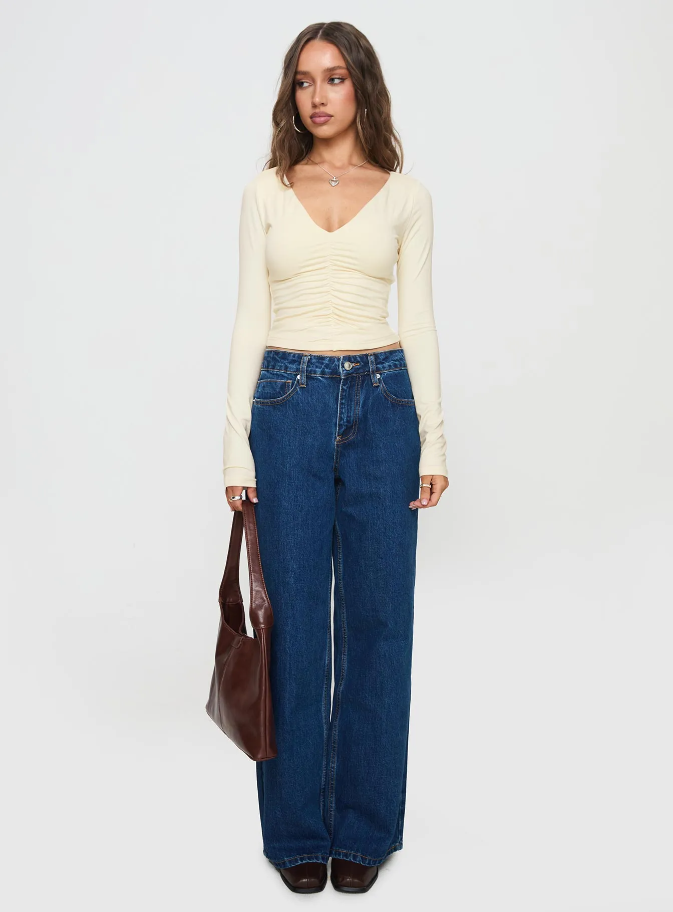 Riva Ruched Top Cream sold by Princess Polly product image thumbnail 3