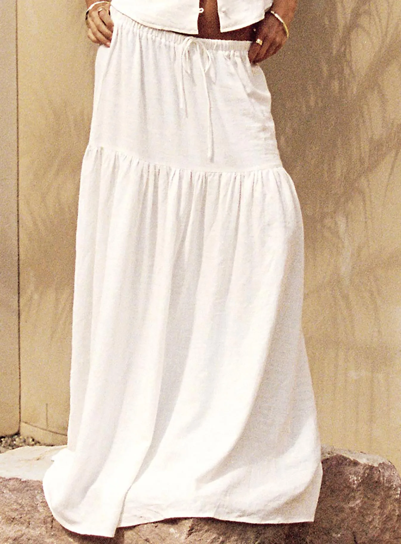 Tearose Linen Blend Maxi Skirt White sold by Princess Polly product image thumbnail 4