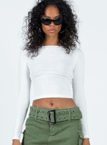 Gadigal Long Sleeve Top White sold by Princess Polly