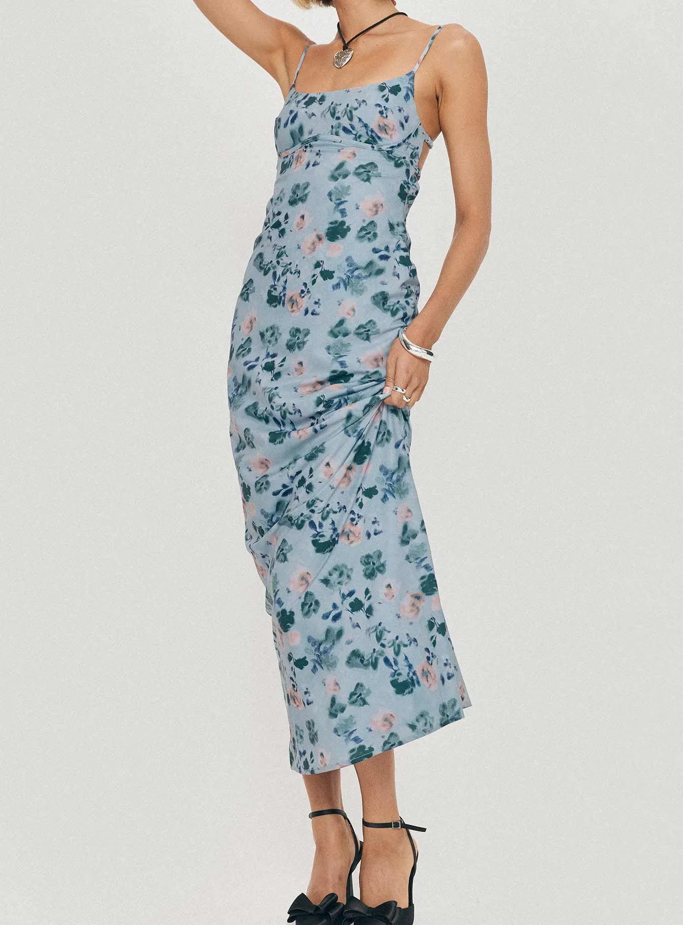 Ravia Maxi Dress Blue / Floral sold by Princess Polly