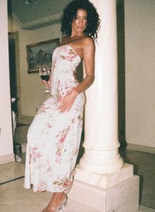 Abeila Strapless Maxi Dress Pink Multi sold by Princess Polly
