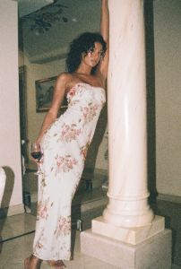 Abeila Strapless Maxi Dress Pink Multi sold by Princess Polly