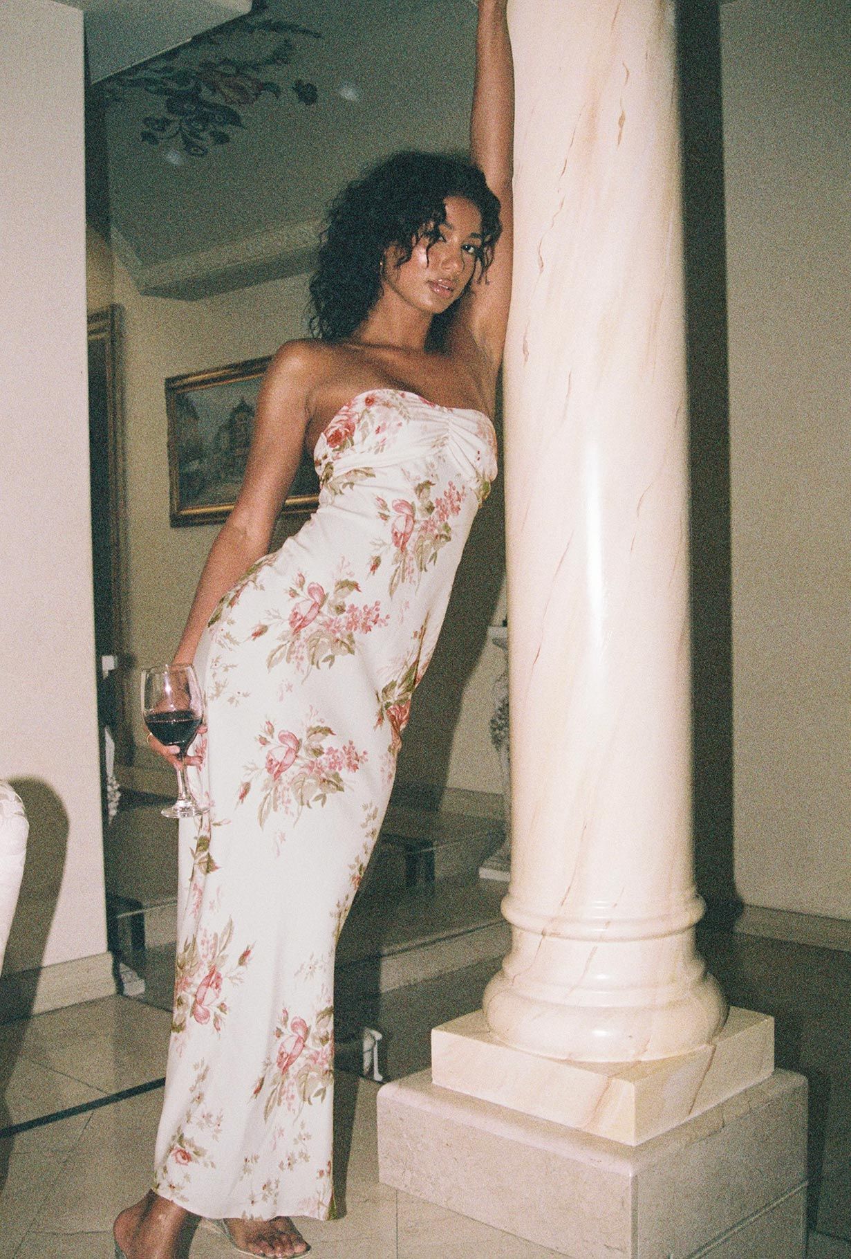 Abeila Strapless Maxi Dress Pink Multi sold by Princess Polly product image thumbnail 2