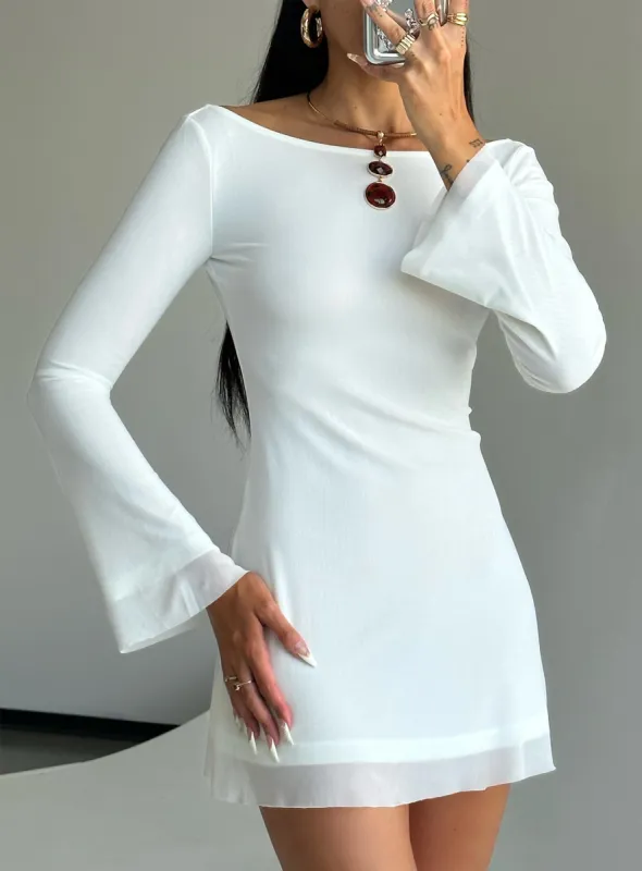 Lukea Long Sleeve Mini Dress White sold by Princess Polly