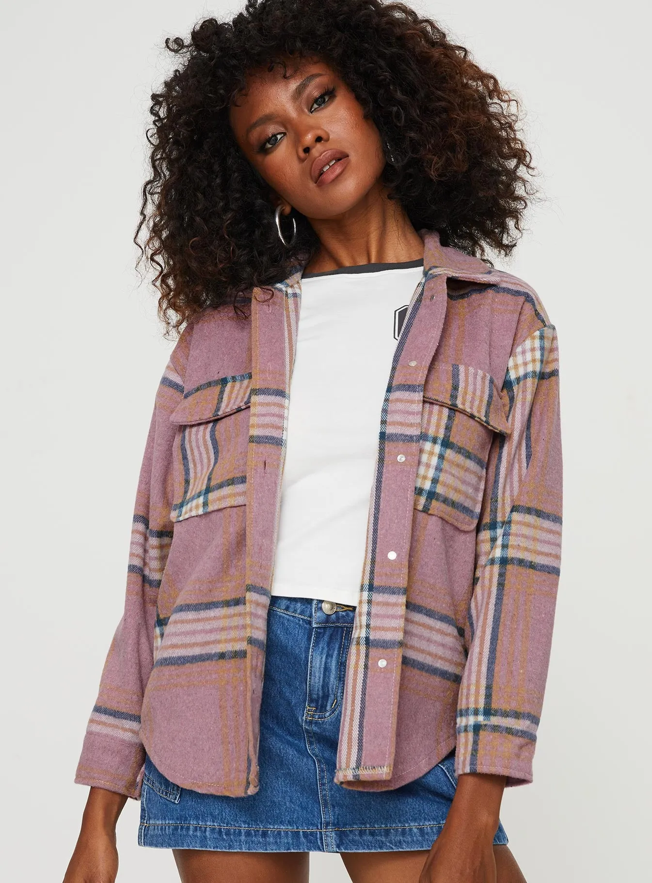 Milane Plaid Shacket Pink sold by Princess Polly product image thumbnail 2