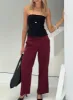 Aquaville Pants Burgundy Pinstripe sold by Princess Polly