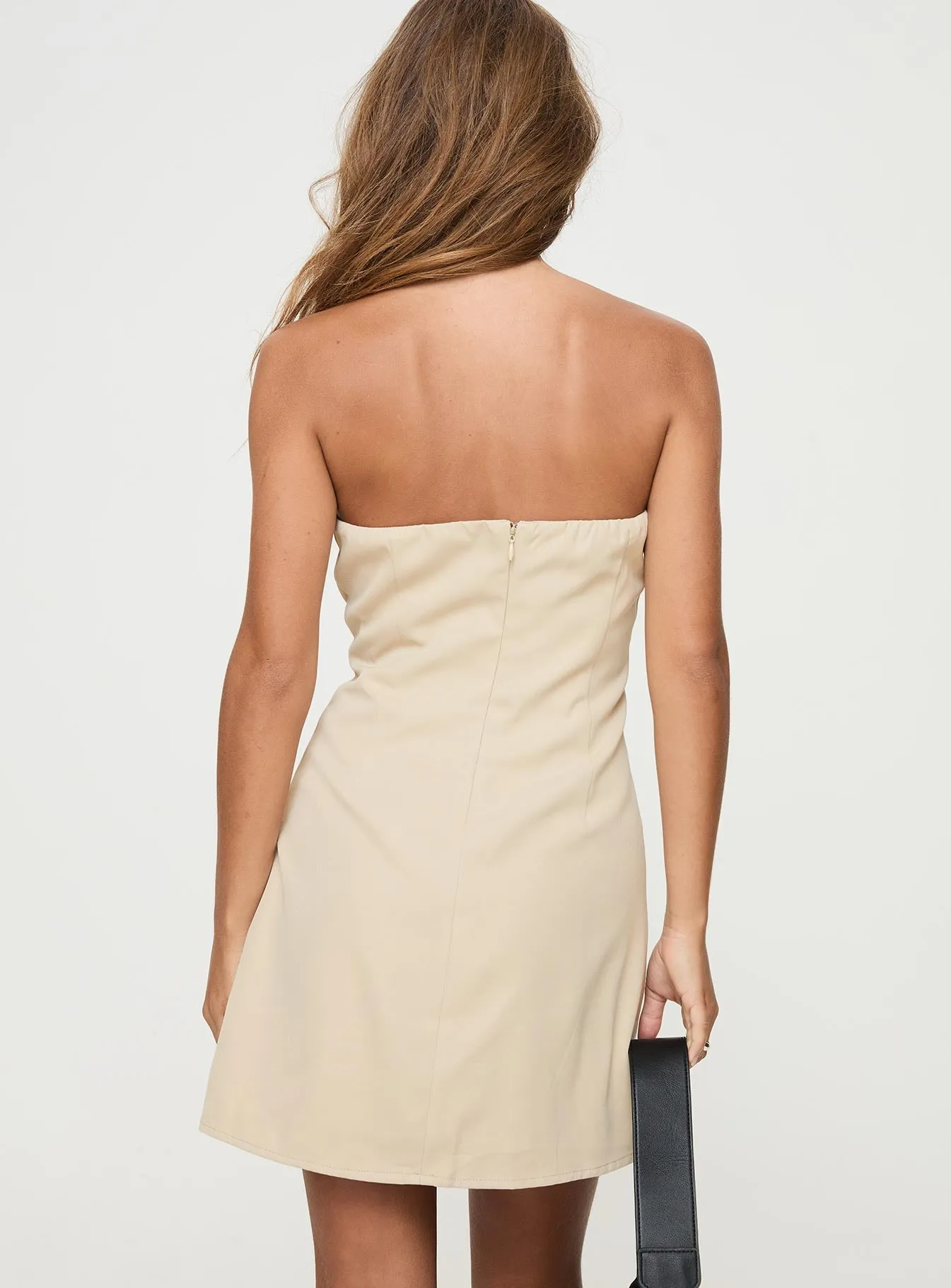 Langdon Strapless Mini Dress Beige sold by Princess Polly product image thumbnail 5