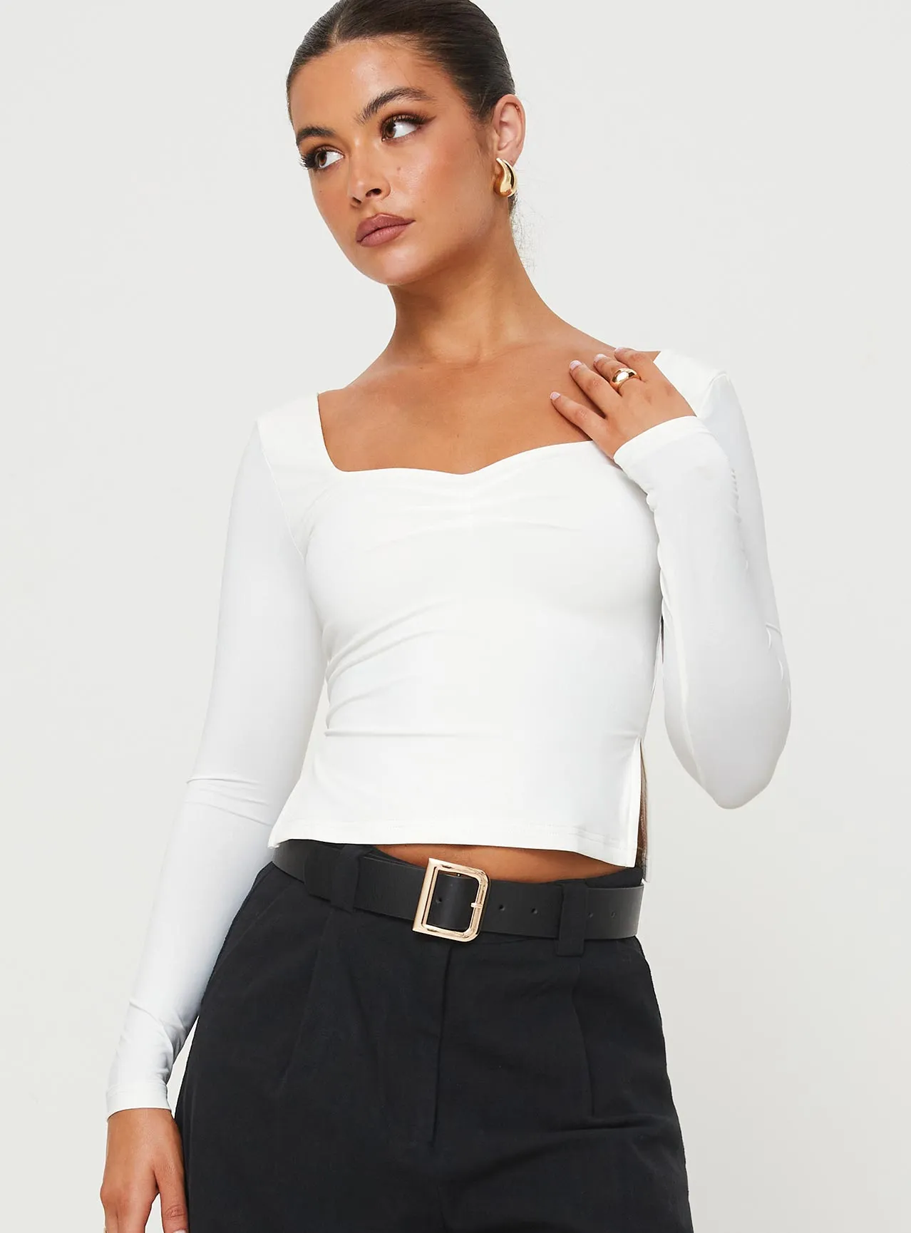 Rehna Long Sleeve Top White sold by Princess Polly product image thumbnail 2