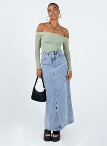 Gryce Off The Shoulder Top Green sold by Princess Polly