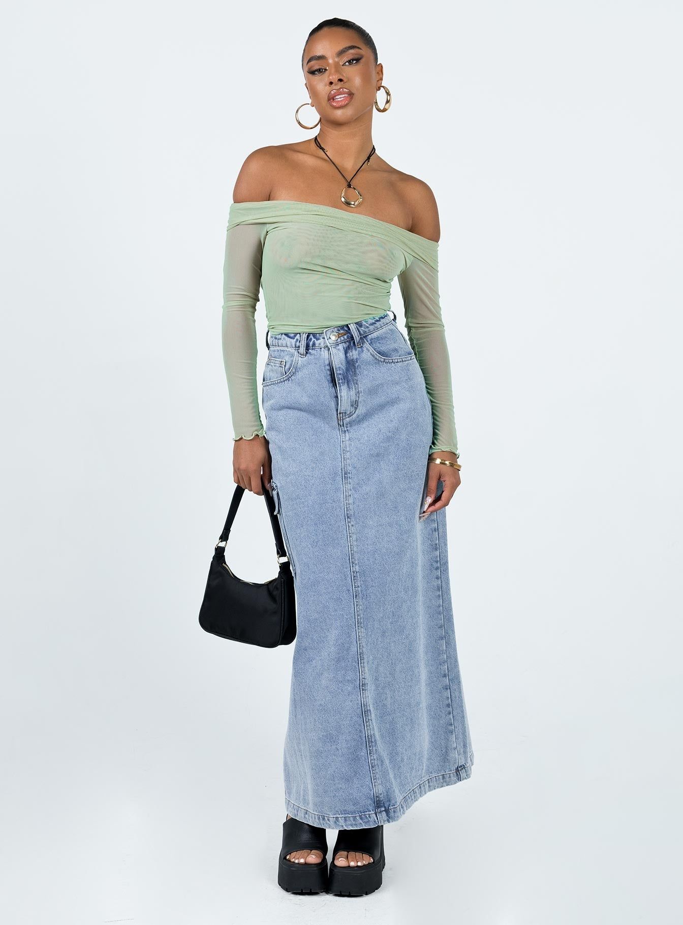 Gryce Off The Shoulder Top Green sold by Princess Polly product image thumbnail 3