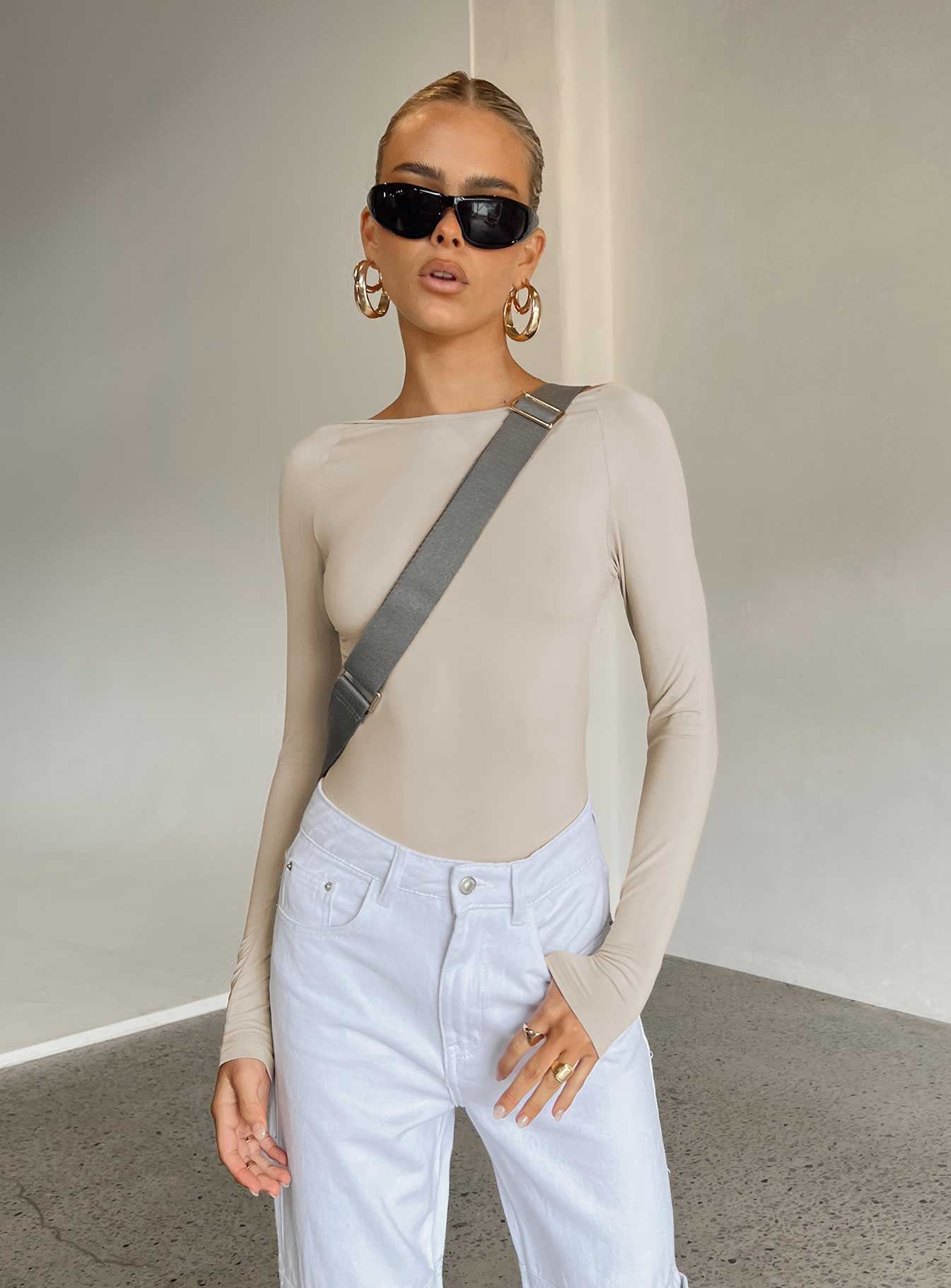 Gatewood Long Sleeve Bodysuit Bone sold by Princess Polly