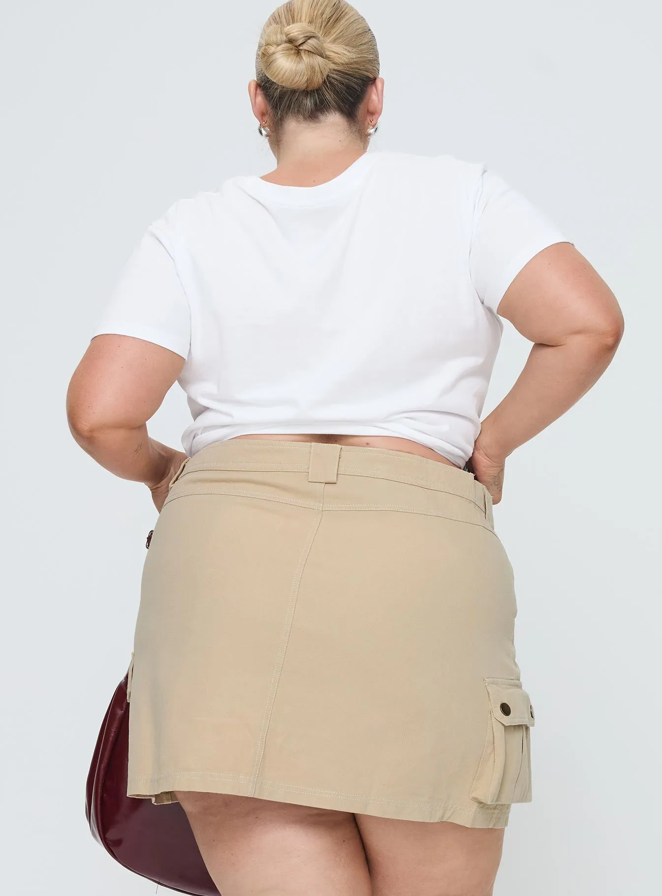 Lydie Cargo Mini Skirt Beige Curve sold by Princess Polly product image thumbnail 5