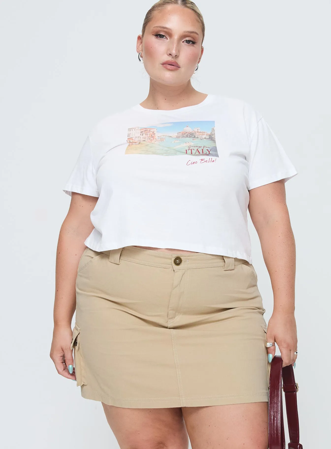 Lydie Cargo Mini Skirt Beige Curve sold by Princess Polly product image thumbnail 2