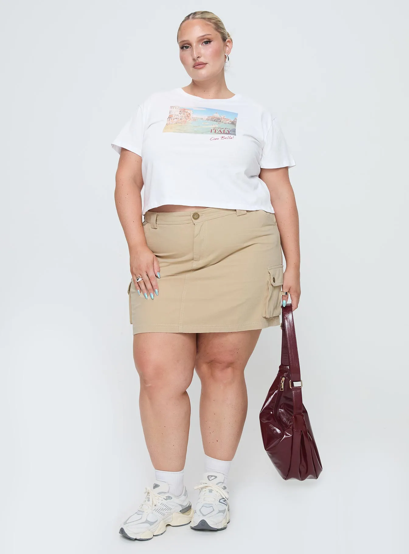 Lydie Cargo Mini Skirt Beige Curve sold by Princess Polly product image thumbnail 3
