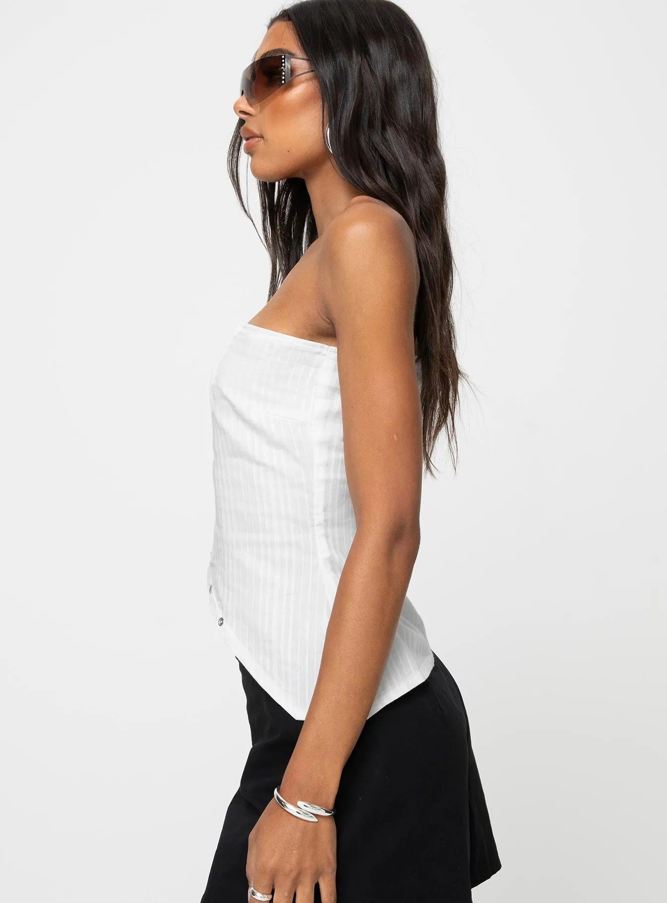 Flyss One Shoulder Top White sold by Princess Polly product image thumbnail 4