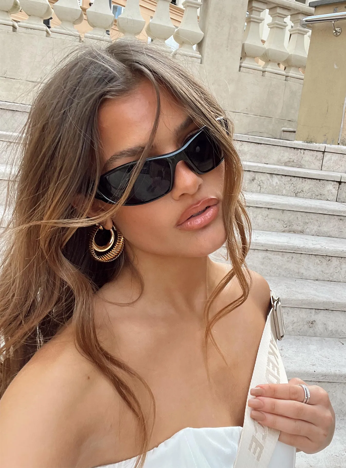 Rave On Sunglasses Black sold by Princess Polly product image thumbnail 4