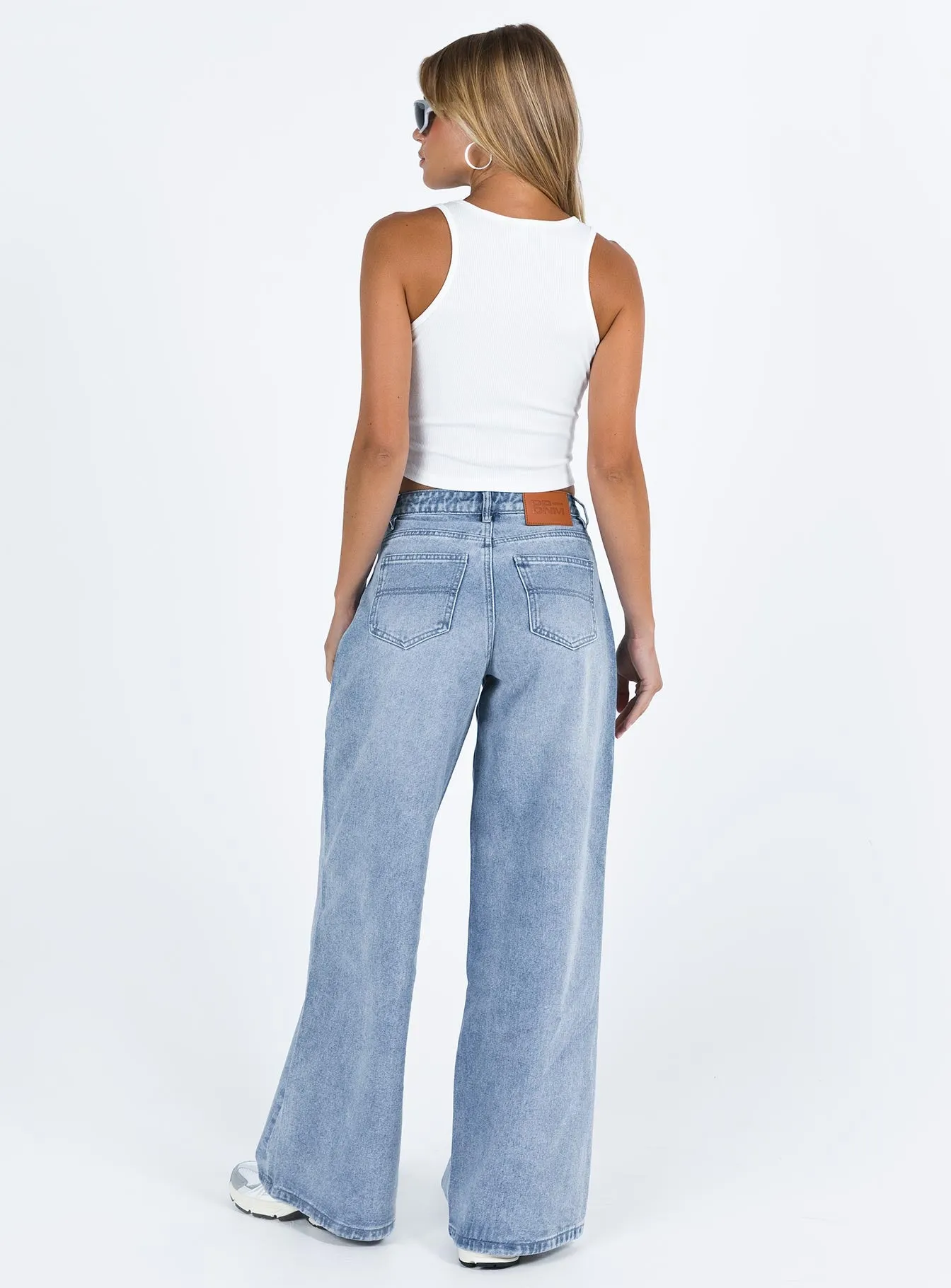 Naylor Mid Rise Wide Leg Jeans Light Blue Wash sold by Princess Polly product image thumbnail 5