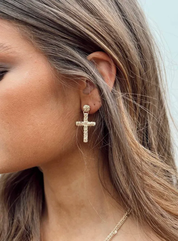 Edwards Cross Earrings Gold sold by Princess Polly