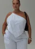 Collied Asymmetric Top Blue / White Stripe Curve sold by Princess Polly