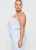 Collied Asymmetric Top Blue / White Stripe Curve sold by Princess Polly