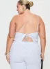 Collied Asymmetric Top Blue / White Stripe Curve sold by Princess Polly