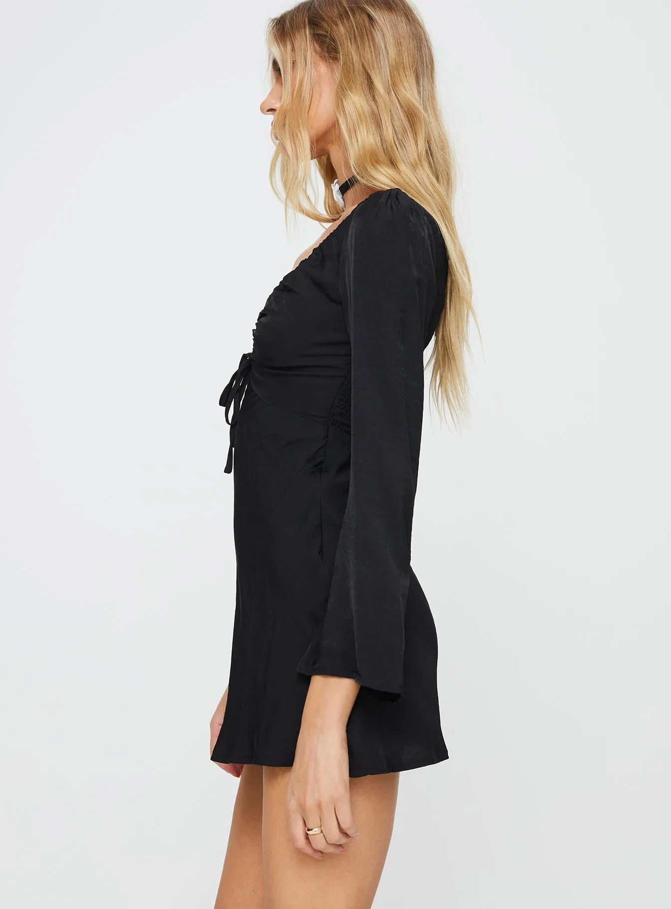 Bareena Long Sleeve Mini Dress Black sold by Princess Polly product image thumbnail 4