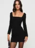 Karina Long Sleeve Mini Dress Black sold by Princess Polly