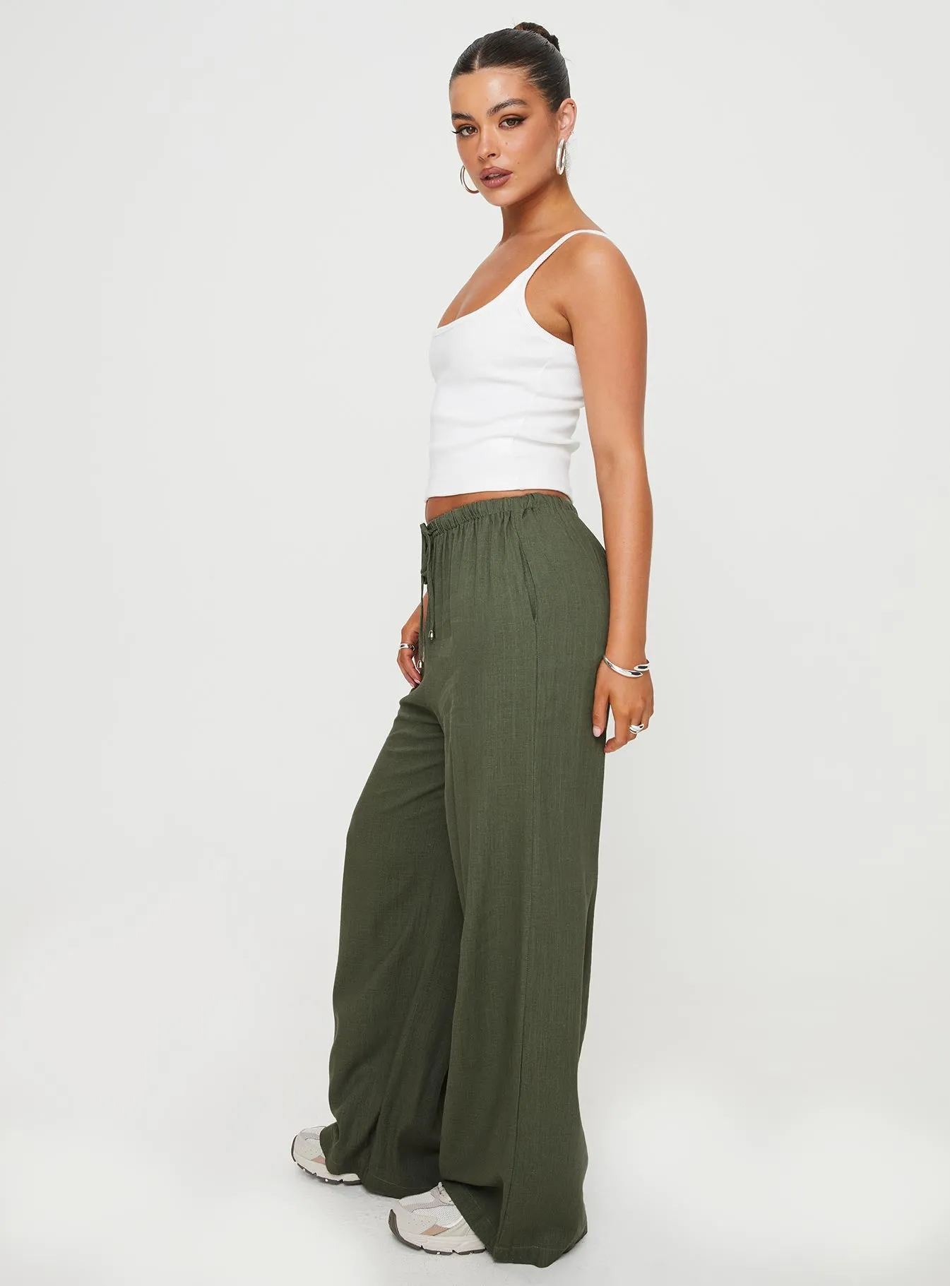 Ogilvie Linen Blend Pants Olive sold by Princess Polly product image thumbnail 4