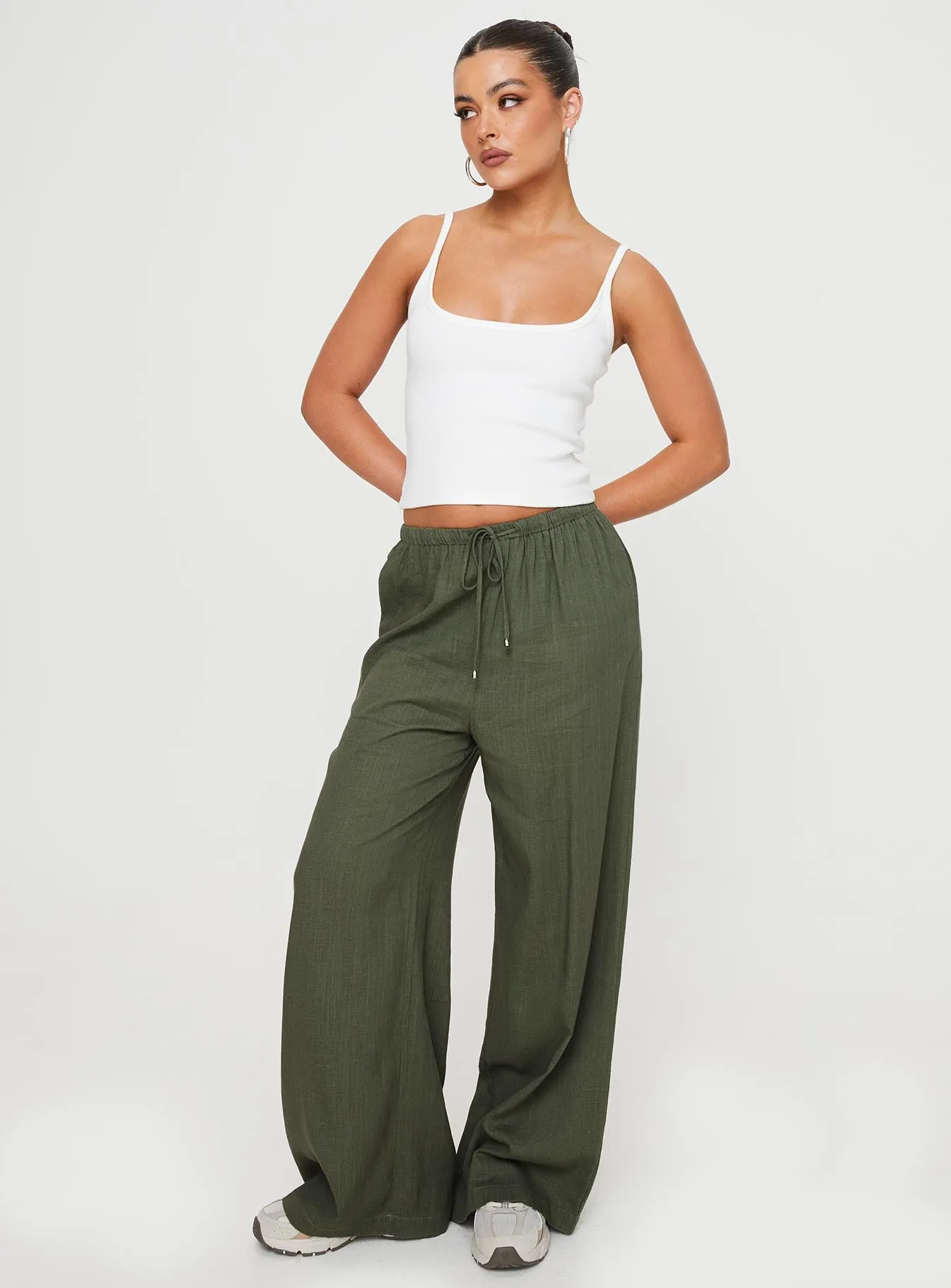 Ogilvie Linen Blend Pants Olive sold by Princess Polly product image thumbnail 3