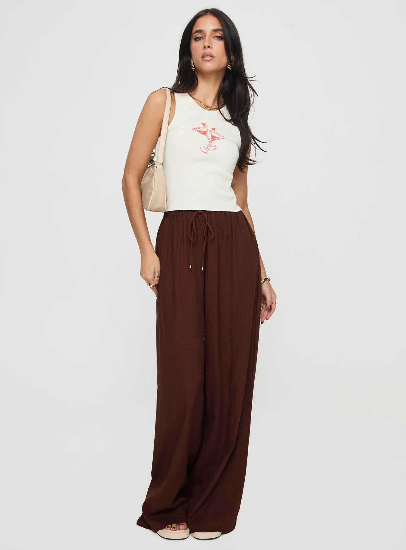 Ogilvie Linen Blend Pants Chocolate sold by Princess Polly product image thumbnail 2