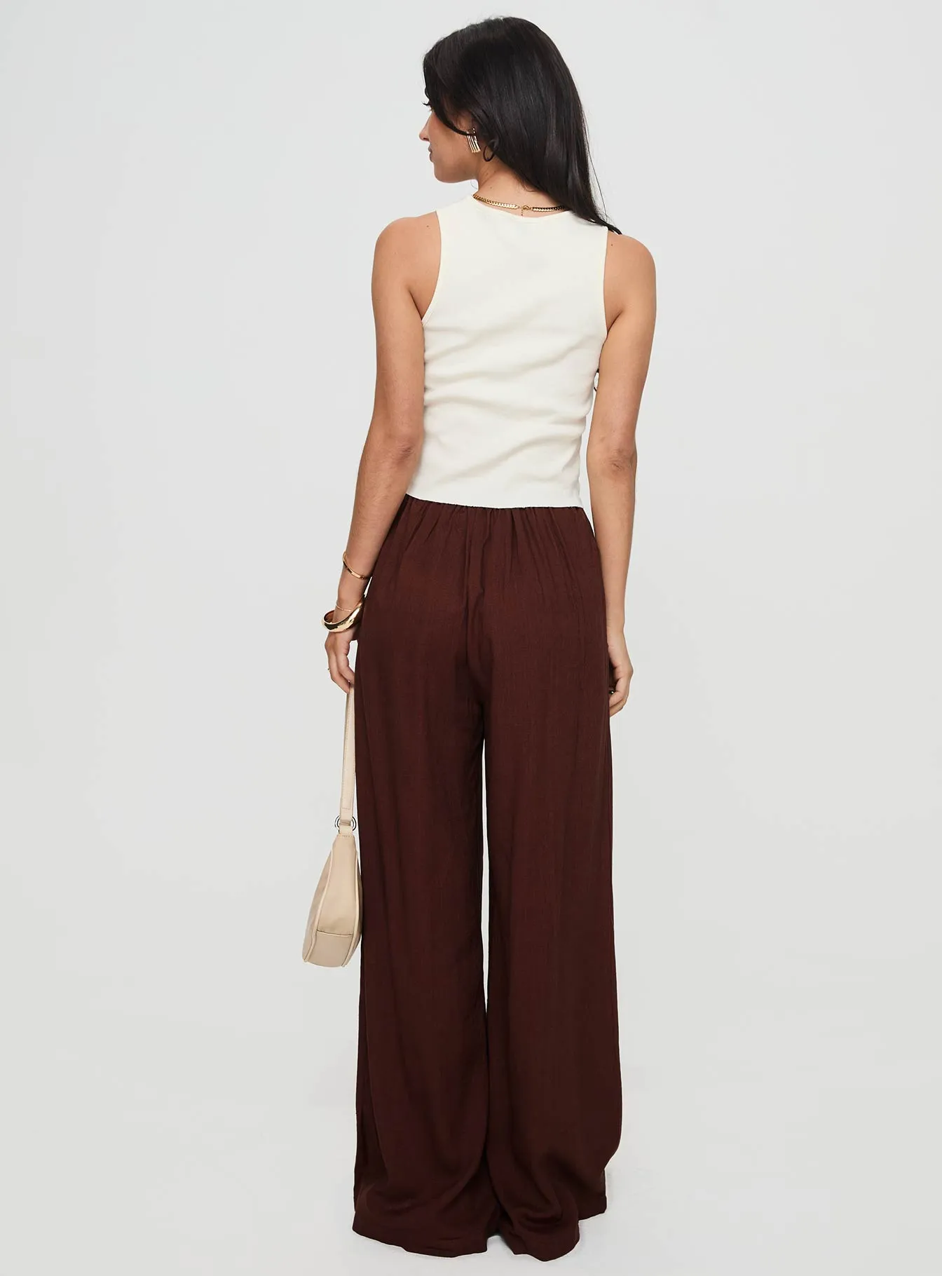 Ogilvie Linen Blend Pants Chocolate sold by Princess Polly product image thumbnail 4