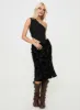 Devore Midi Skirt Black sold by Princess Polly