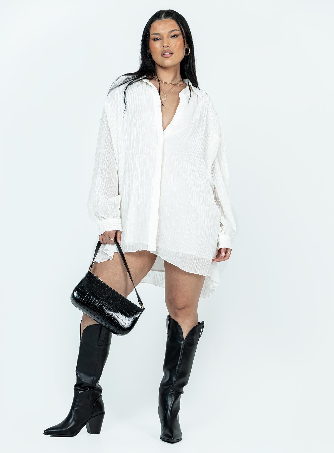 Tune In Shirt Dress White sold by Princess Polly product image thumbnail 3