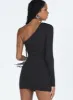 Tomer One Shoulder Mini Dress Black sold by Princess Polly
