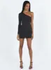 Tomer One Shoulder Mini Dress Black sold by Princess Polly