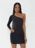 Tomer One Shoulder Mini Dress Black sold by Princess Polly