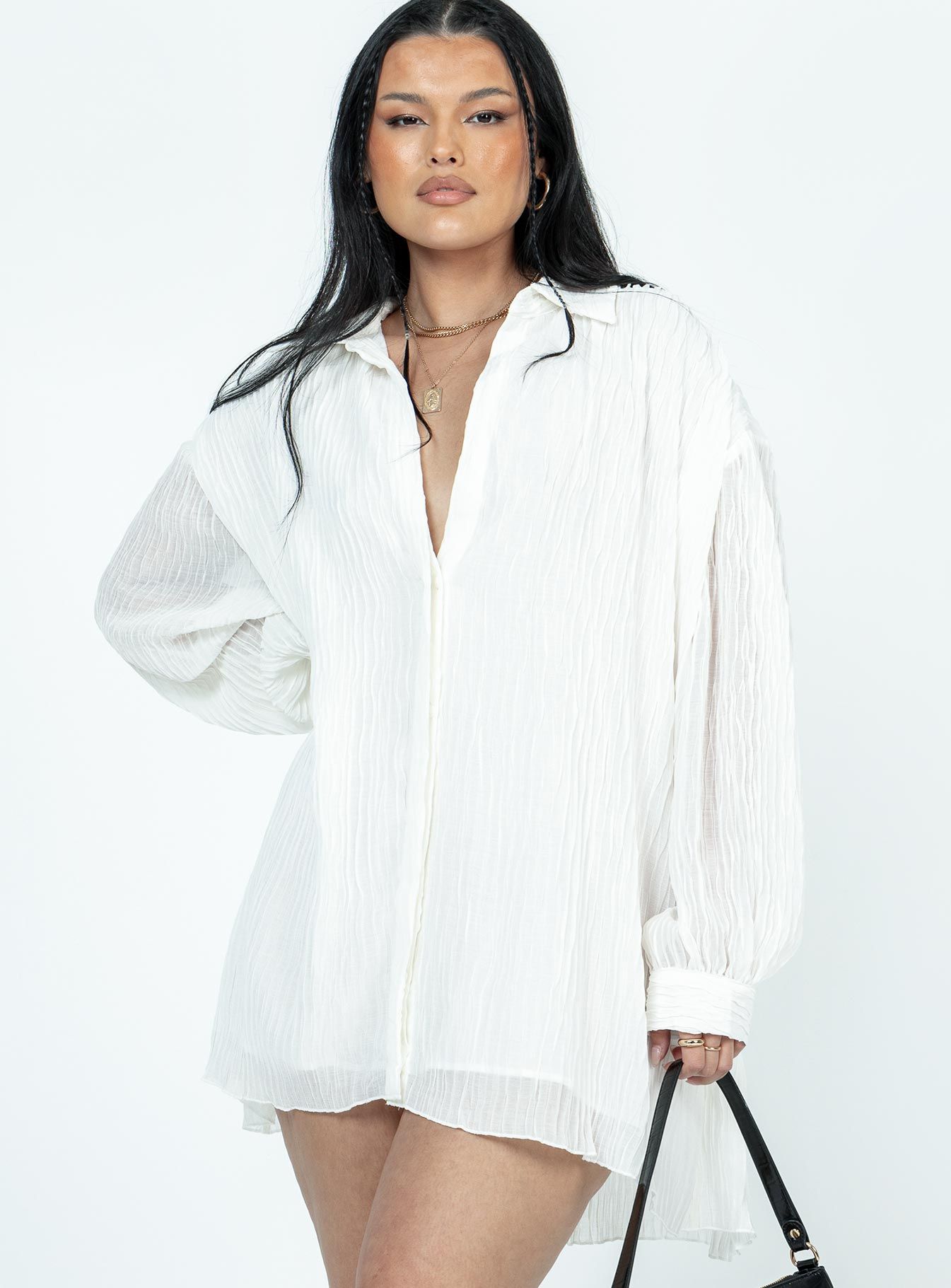 Tune In Shirt Dress White sold by Princess Polly product image thumbnail 2